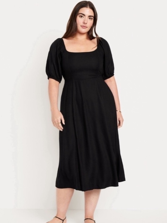 Old Navy Dresses & Skirts - NWT! Old Navy Black Fit & Flare Crepe Midi Dress  425791 🪂